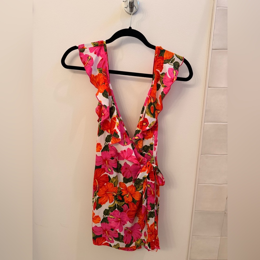 Show Me Your Mumu x Barbie Pink and Orange Floral Romper Dress - X-Small